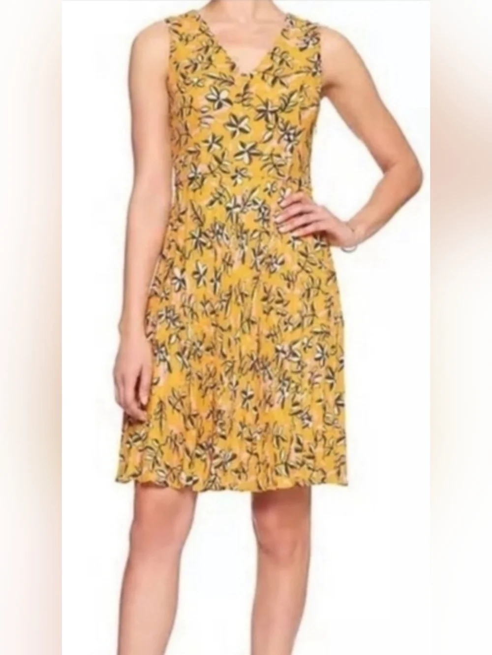 Banana Republic Yellow Floral V-Neck Maxi Dress - Picture 2 of 2